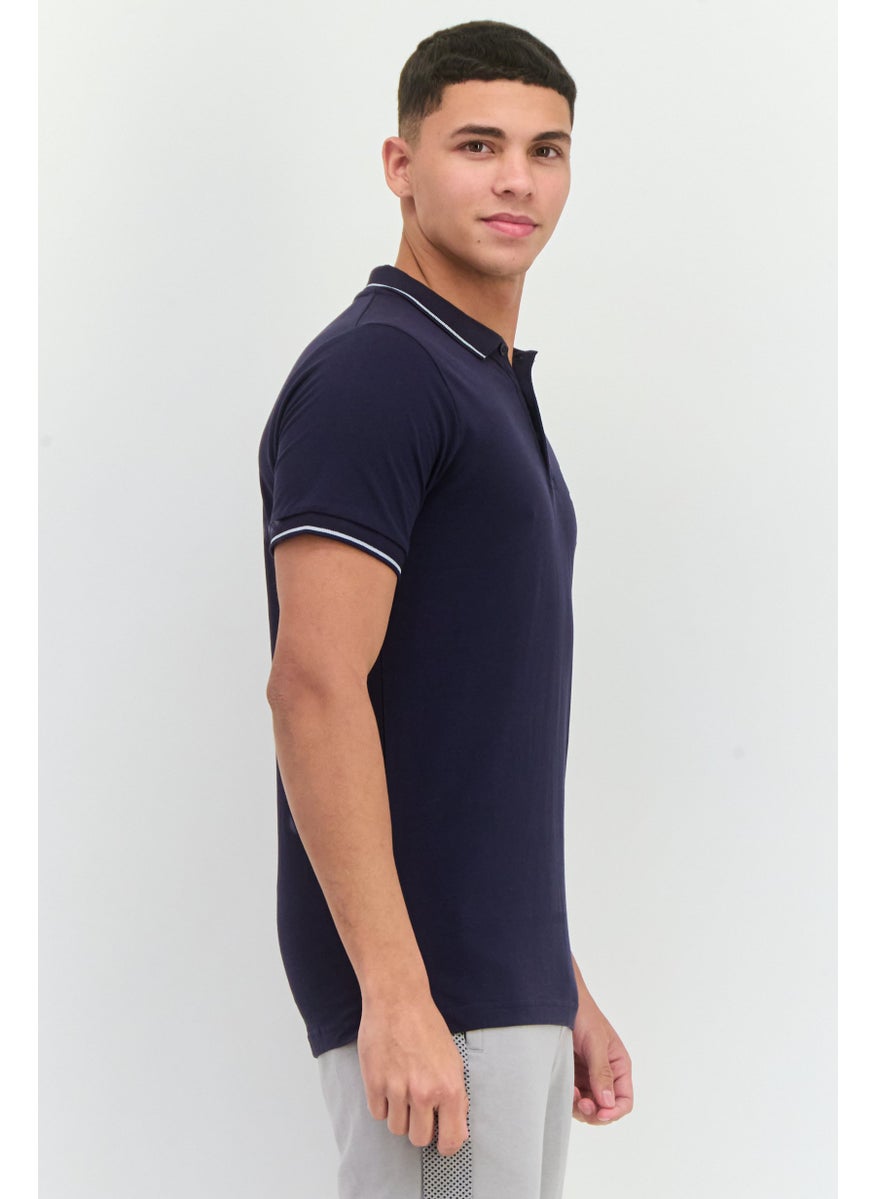 LOTTO Men Sportswear Fit Short Sleeves Outdoor Polo Shirt, Navy  - Image 2