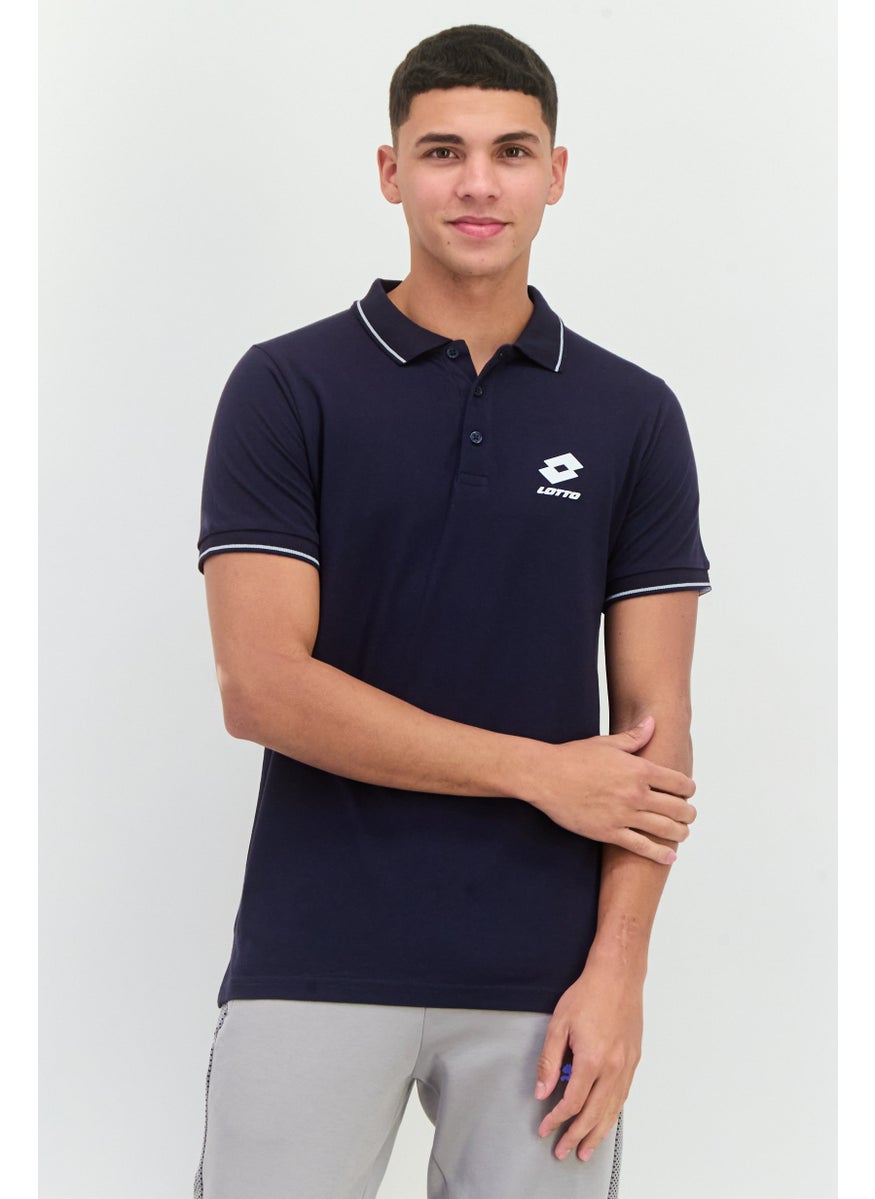LOTTO Men Sportswear Fit Short Sleeves Outdoor Polo Shirt, Navy  - Image 1