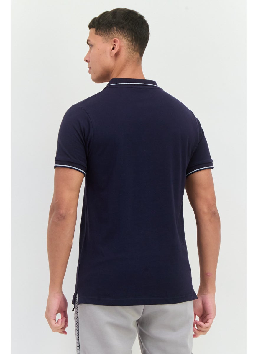 LOTTO Men Sportswear Fit Short Sleeves Outdoor Polo Shirt, Navy  - Image 3