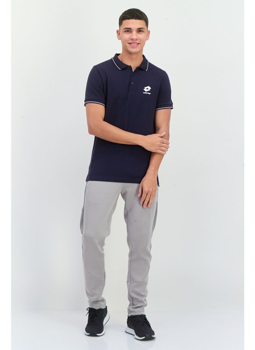 LOTTO Men Sportswear Fit Short Sleeves Outdoor Polo Shirt, Navy  - Image 4