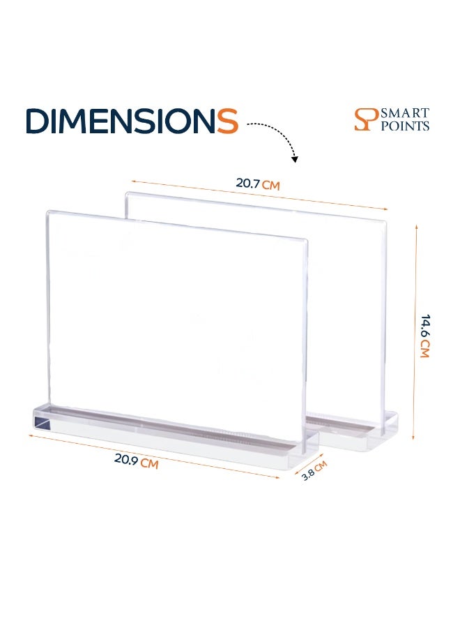 "سمارت بوينتس  " حامل صور ولافتات شفاف من الأكريليك  – إطار عرض مزدوج الجانبين (20.9 × 14.6 سم، عبوة من 2) - Image 4