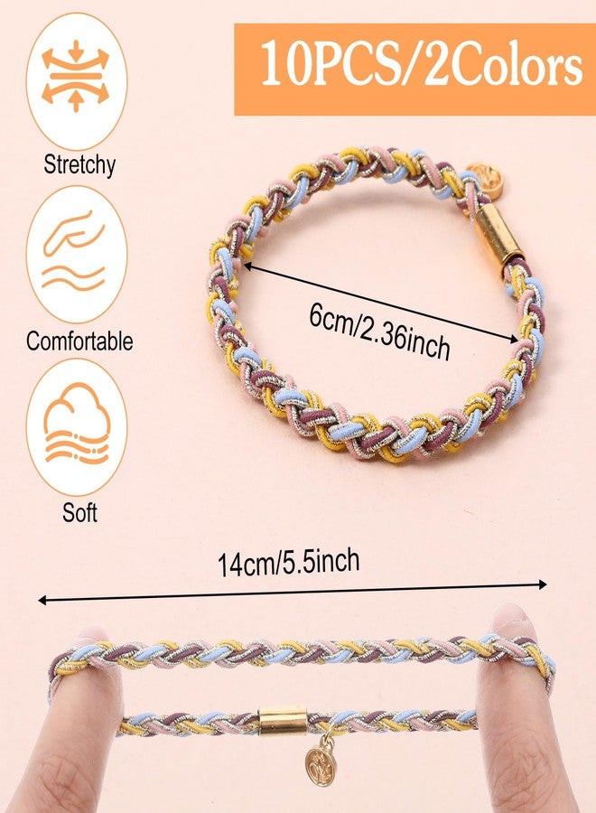 HaiFafafaing 10 Pcs Boho Hair Ties Bracelet for Women 5 Styles Elastic Braided Bracelets Hair Tie for Thin Thick Hairs Bands No Damage Ponytail Holders - Image 2