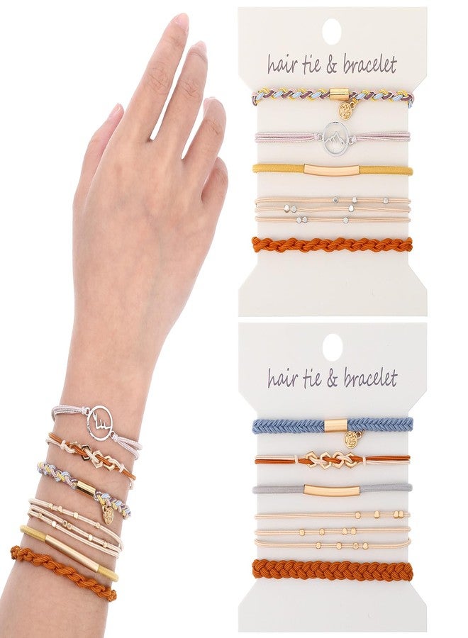 HaiFafafaing 10 Pcs Boho Hair Ties Bracelet for Women 5 Styles Elastic Braided Bracelets Hair Tie for Thin Thick Hairs Bands No Damage Ponytail Holders - Image 1