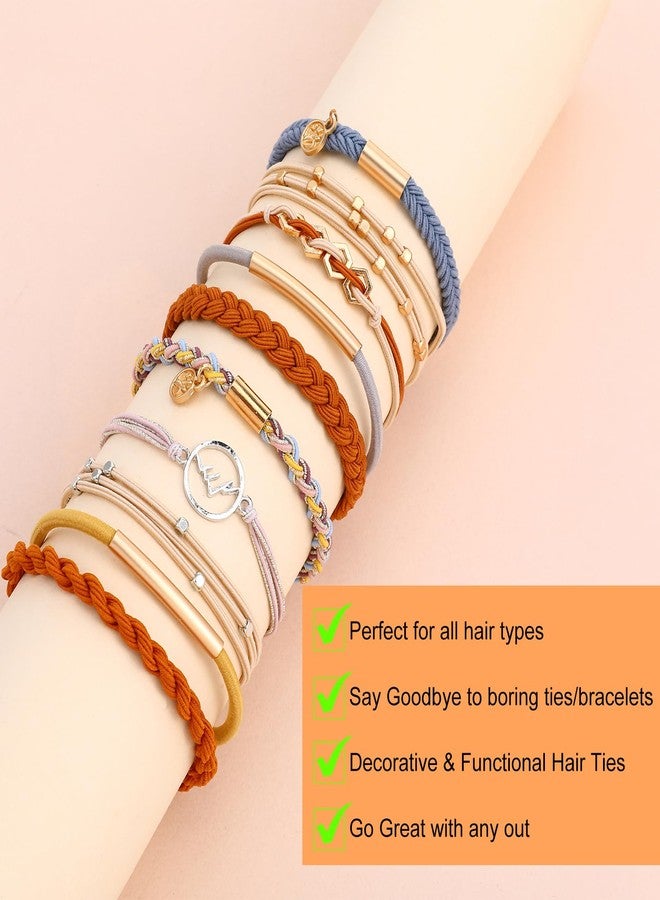 HaiFafafaing 10 Pcs Boho Hair Ties Bracelet for Women 5 Styles Elastic Braided Bracelets Hair Tie for Thin Thick Hairs Bands No Damage Ponytail Holders - Image 3