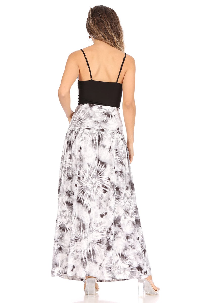 Simlu Grey Tie Dye Skirts for Women Ankle Length Skirt Casual Long Skirt High Waisted Maxi Skirt Reg and Plus Size Skirt Long Skirt (Size Large, Grey Tie Dye) - Image 4
