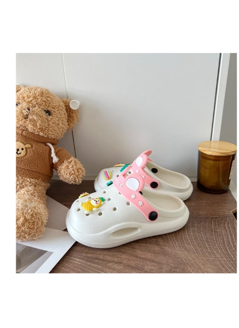Huitich Cute White Kids Clogs with Cartoon Charms 26-27  - Image 2