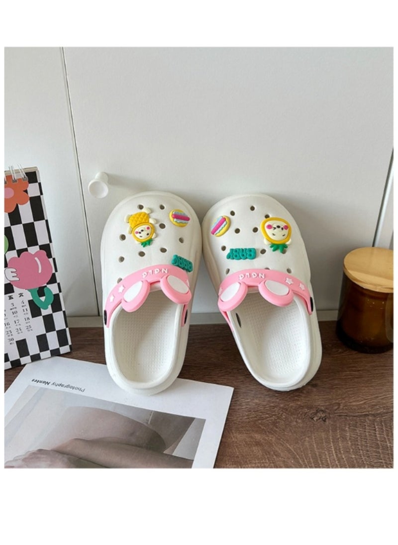 Huitich Cute White Kids Clogs with Cartoon Charms 26-27  - Image 3