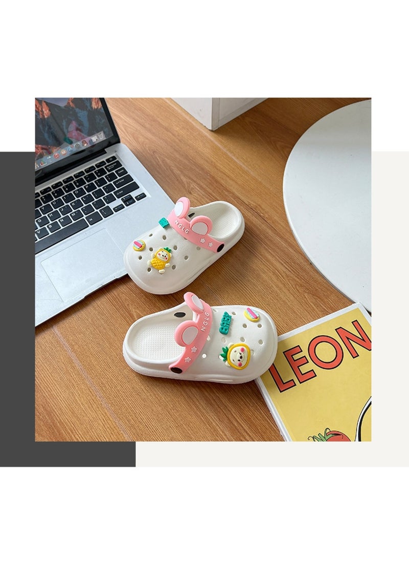 Huitich Cute White Kids Clogs with Cartoon Charms 26-27  - Image 4