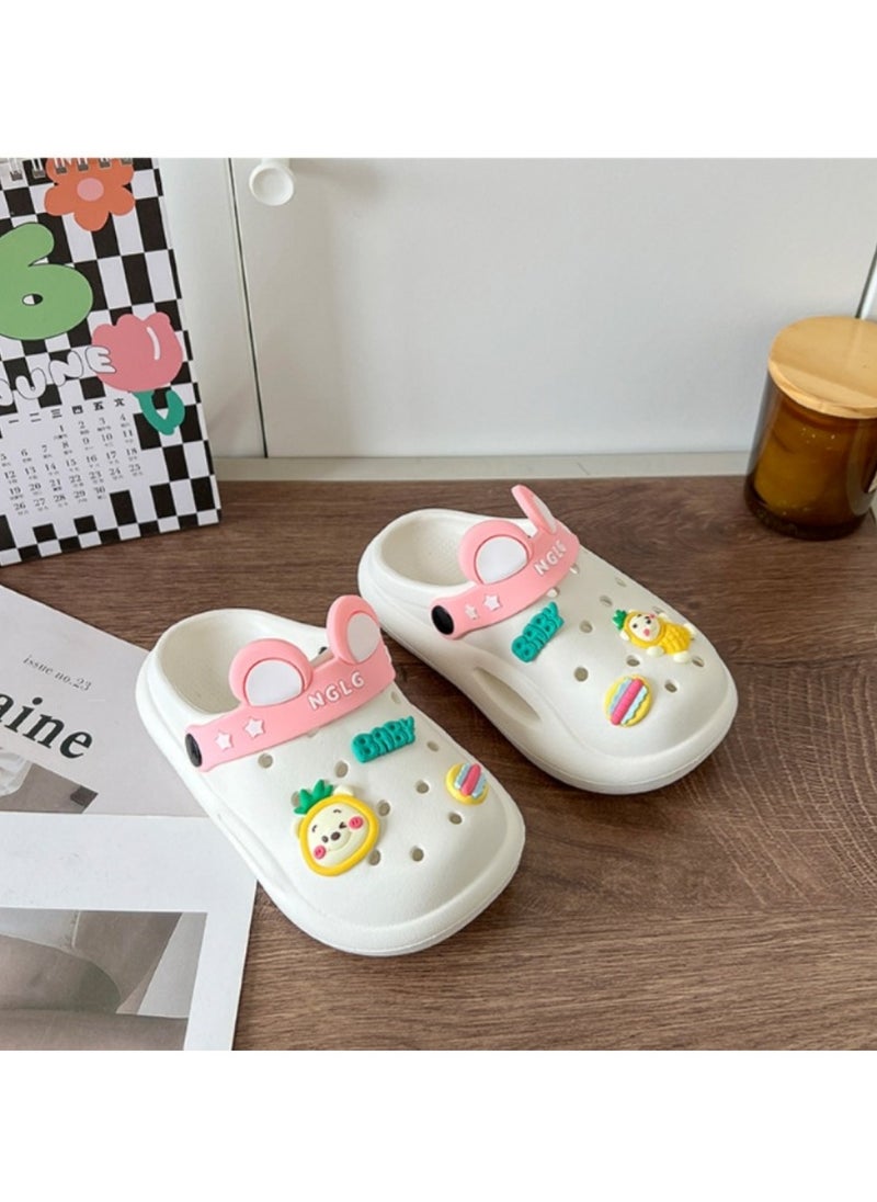 Huitich Cute White Kids Clogs with Cartoon Charms 26-27  - Image 5