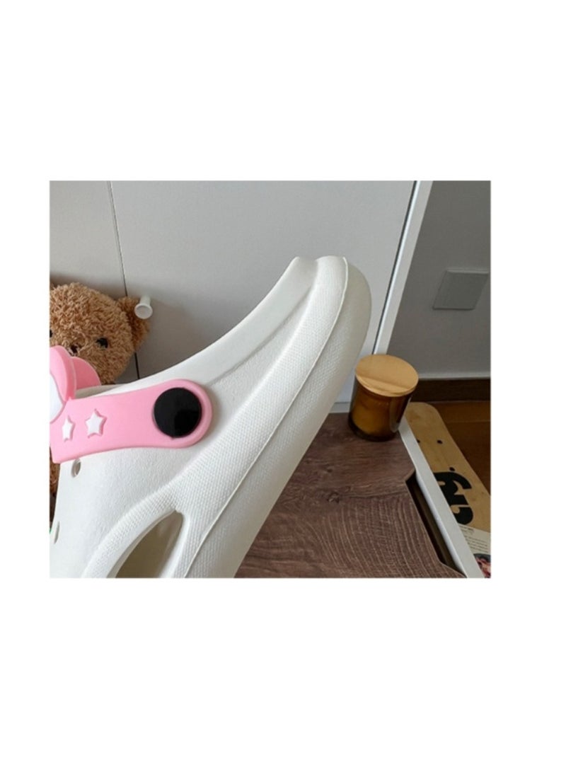 Cute White Kids Clogs with Cartoon Charms 26-27