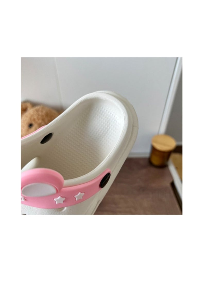 Cute White Kids Clogs with Cartoon Charms 26-27