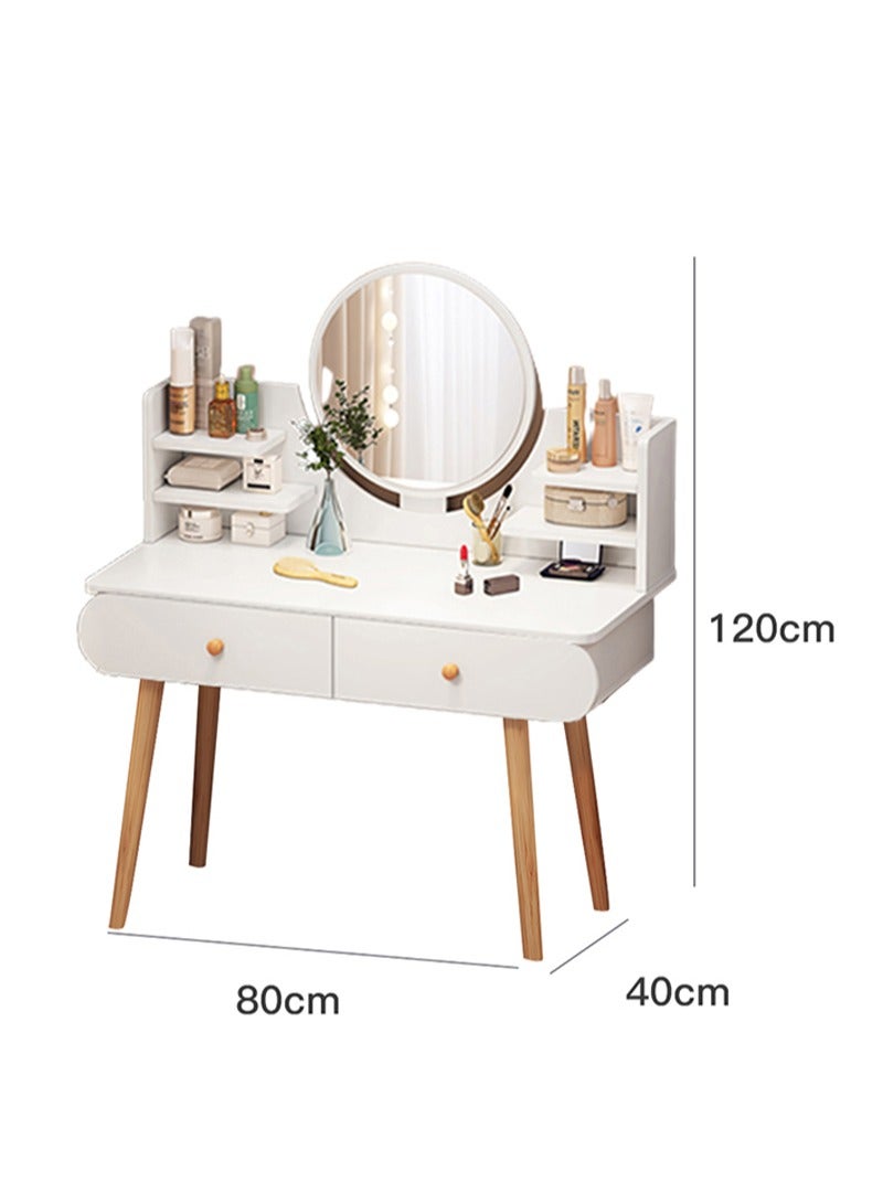 شاربدو خزانة ملابس متعددة الطبقات مع درج ومرآة لغرفة النوم وطاولة زينة وطاولة تزيين 80x40x120 سم - Image 2