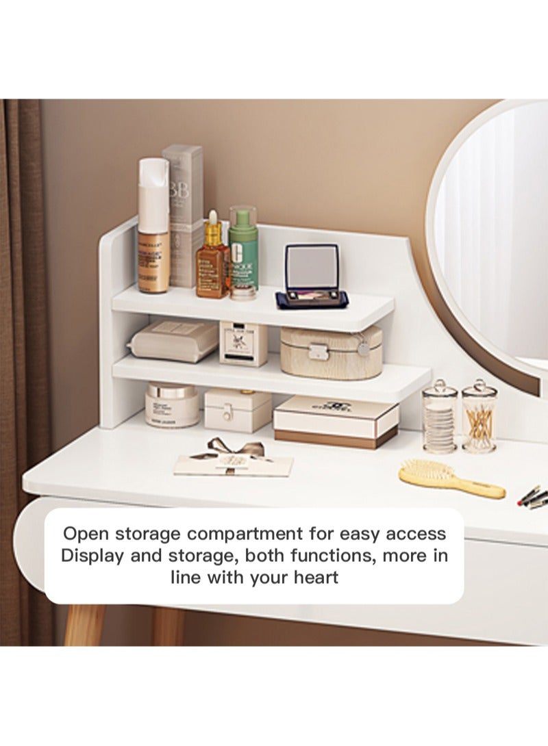 شاربدو خزانة ملابس متعددة الطبقات مع درج ومرآة لغرفة النوم وطاولة زينة وطاولة تزيين 80x40x120 سم - Image 4