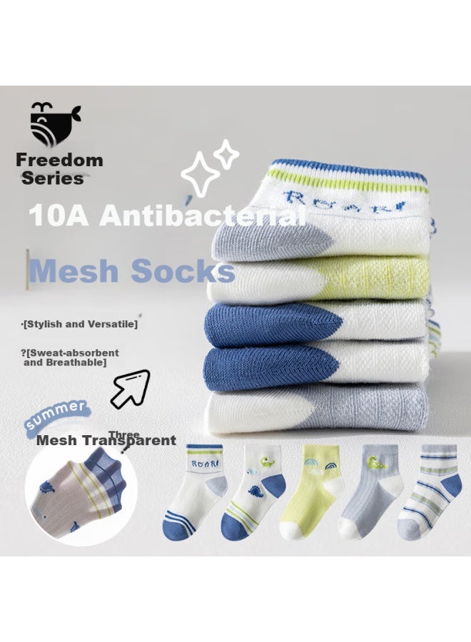 Liberal Ziyouxi Children's Socks, Summer New Mid-calf Style, Boys' Mesh Socks, Cartoon Design, Student Boys' Antibacterial Baby Socks - Image 2