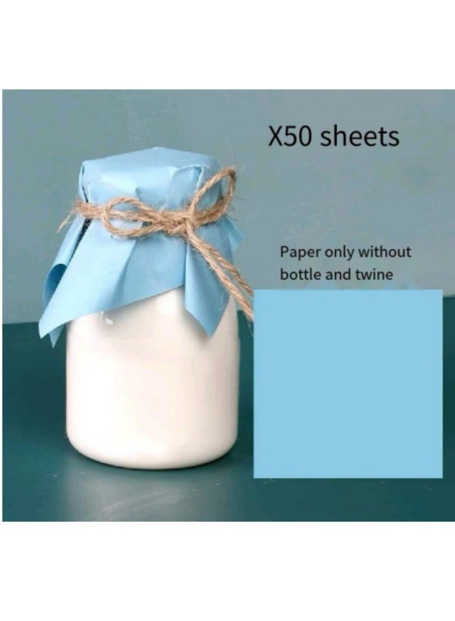 50 Sheets Of Pudding Bottle Sealing Paper Jam Bottle Yogurt Bottle Paper Cover Wedding Birthday Party Layout Bottle Cap Paper Blue - Image 1