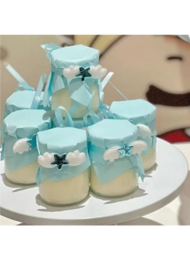 50 Sheets Of Pudding Bottle Sealing Paper Jam Bottle Yogurt Bottle Paper Cover Wedding Birthday Party Layout Bottle Cap Paper Blue - Image 2