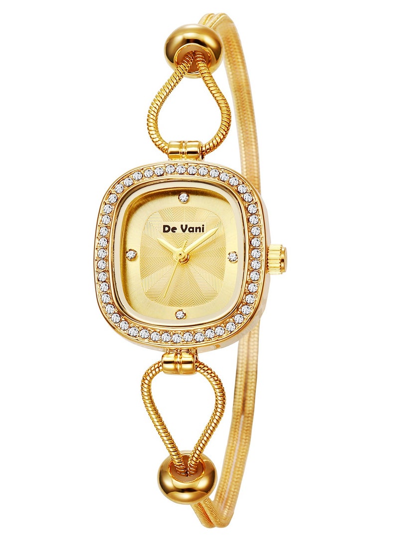 دي فاني ساعة يد للنساء من دي فاني لون ذهبي شريط الساعة بمقاس مرن - Image 1