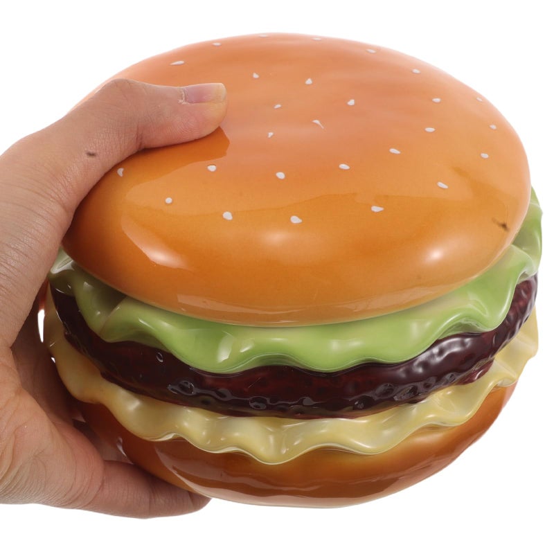 Ceramic Hamburger Ashtray With Lid Waterproof Desktop Ash Holder For Indoor Outdoor - Image 5