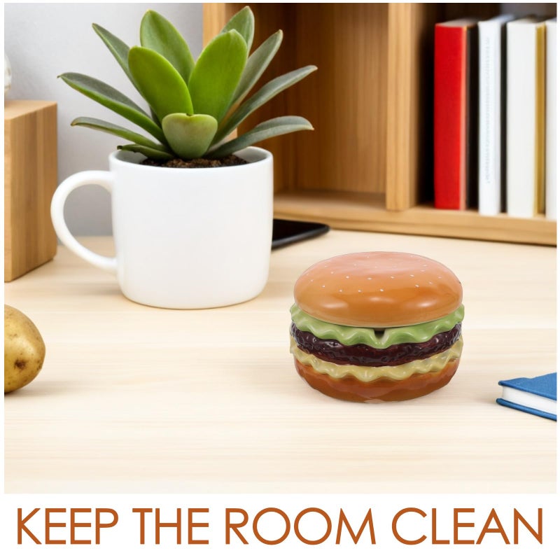 Ceramic Hamburger Ashtray With Lid Waterproof Desktop Ash Holder For Indoor Outdoor - Image 4