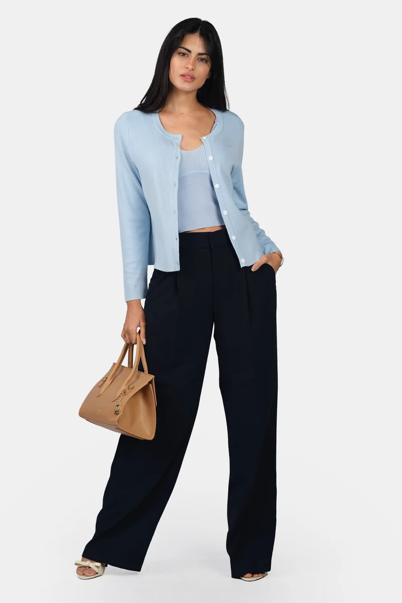 فيرجيو Self Design Viscose Button Down Knit Cardigan for Women