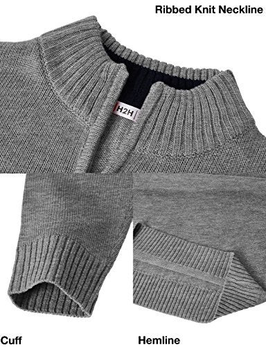 H2H Men's Slim Fit Color Contrast 1/4 Zip Mock Neck Knit Sweater Gray US L/Asia XL (KMOSWL021) - Image 5