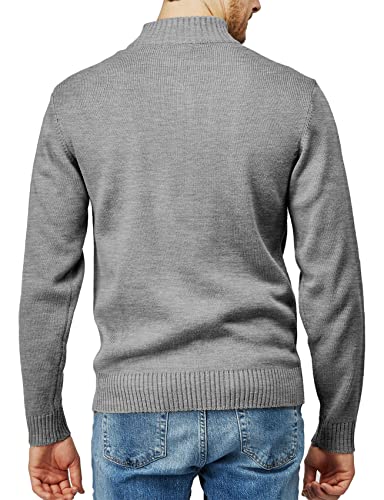 H2H Men's Slim Fit Color Contrast 1/4 Zip Mock Neck Knit Sweater Gray US L/Asia XL (KMOSWL021) - Image 4
