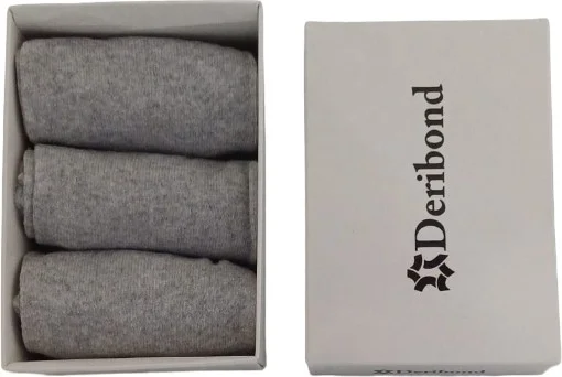 Deribond 3 Pieces Ankle Socks Women Cotton Gray