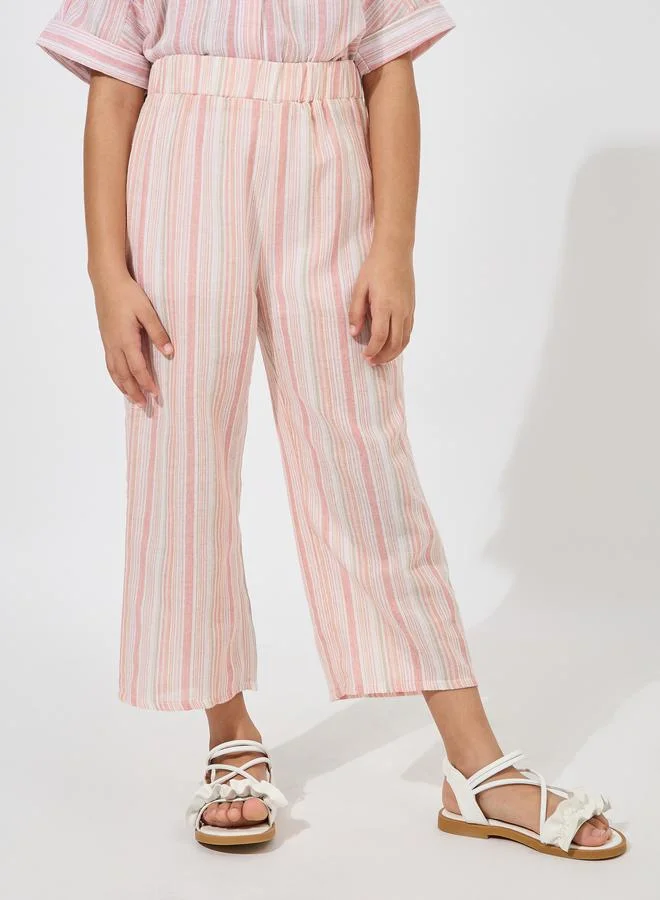 Styli Striped Crop Shirt & Pants Set