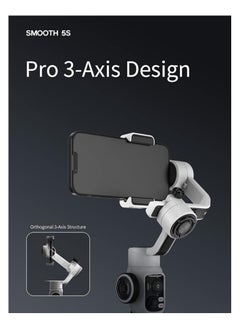 Zhiyun Zhiyun Smooth 5S Professional Gimbal Stabilizer for Smartphone, Handheld 3-Axis Phone Gimbal, Portable Stabilizer for Vlogging, YouTube, Tiktok, Live Video Compatible with iPhone and Android - Gray  - Image 2