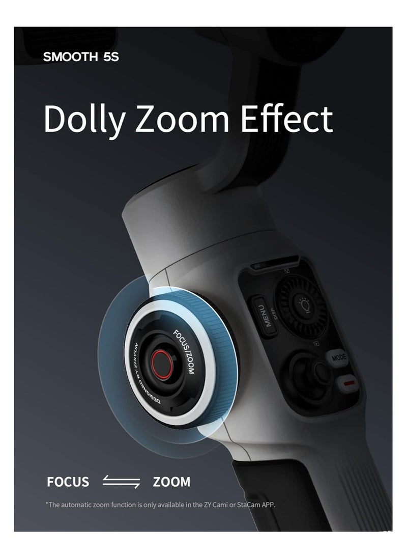 Zhiyun - Zhiyun Smooth 5S Professional Gimbal Stabilizer for Smartphone, Handheld 3-Axis Phone Gimbal, Portable Stabilizer for Vlogging, YouTube, Tiktok, Live Video Compatible with iPhone and Android - Gray - Image 1