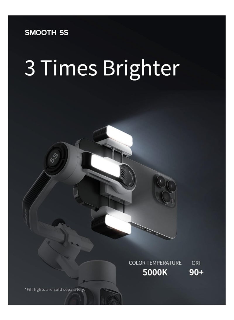 Zhiyun - Zhiyun Smooth 5S Professional Gimbal Stabilizer for Smartphone, Handheld 3-Axis Phone Gimbal, Portable Stabilizer for Vlogging, YouTube, Tiktok, Live Video Compatible with iPhone and Android - Gray - Image 1