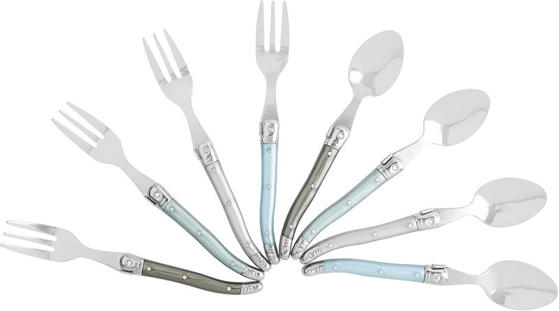FRENCH HOME Laguiole 8 Piece Dessert  Cocktail Set  Dessert Utensils Set wMother of the Pearl Handles  4 Dessert Forks 675  4 Small Dessert Spoons 6 - Image 2