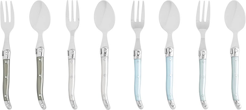 FRENCH HOME Laguiole 8 Piece Dessert  Cocktail Set  Dessert Utensils Set wMother of the Pearl Handles  4 Dessert Forks 675  4 Small Dessert Spoons 6 - Image 1