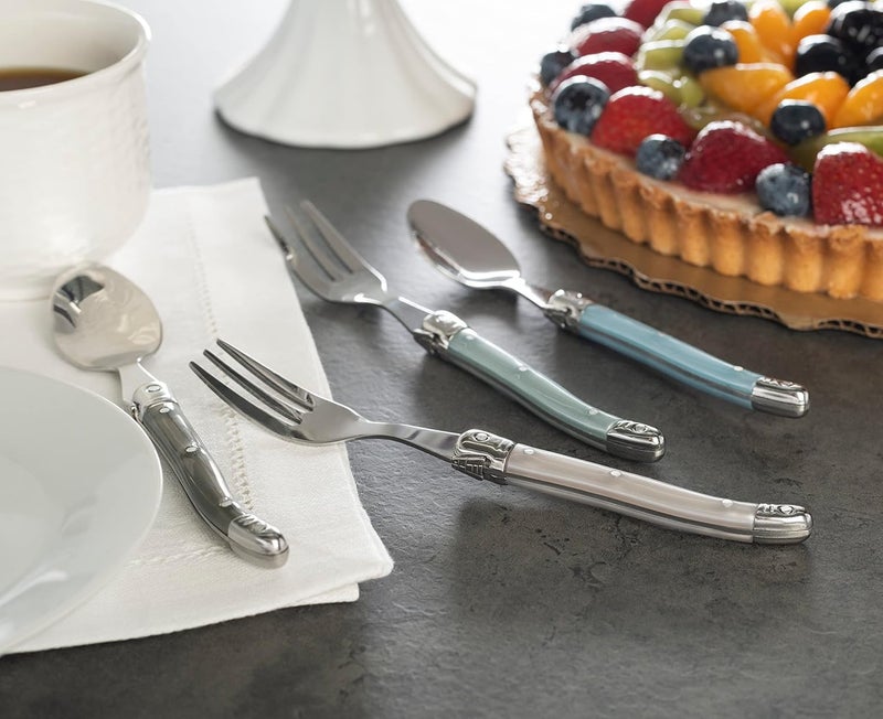 FRENCH HOME Laguiole 8 Piece Dessert  Cocktail Set  Dessert Utensils Set wMother of the Pearl Handles  4 Dessert Forks 675  4 Small Dessert Spoons 6 - Image 4
