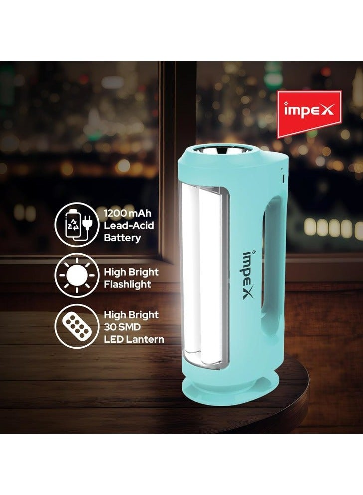 Impex Rechargeable emergency lantern, LED flash light | 30 high-brightness SMD LED, works for 4 hours, suitable for power outages (blue) - Image 2