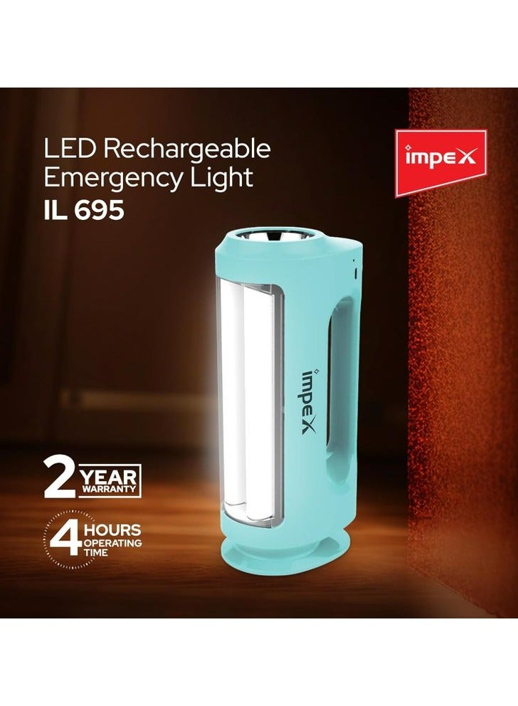 Impex Rechargeable emergency lantern, LED flash light | 30 high-brightness SMD LED, works for 4 hours, suitable for power outages (blue) - Image 3