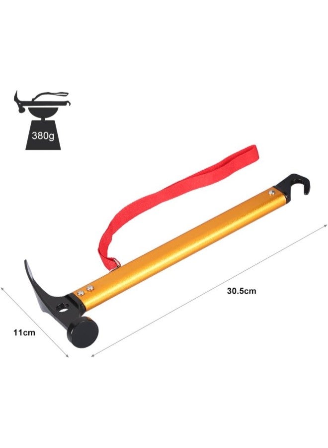 klarako Outdoor Hiking Camping Aluminum Multi-Function Tent Hammer Stake Remove Mallet 3 Colors Portable(Golden)