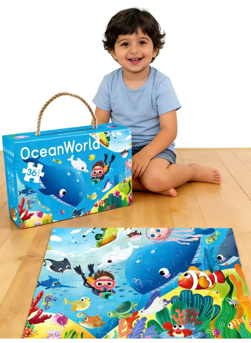 Educational Wooden Puzzle for Kids Ages 3-6 | 36-Piece Ocean Animals Jigsaw with Large Chunky Pieces | Develops Fine Motor Skills, Logic & Observation | Safe, Non-Toxic Learning Gift for Toddlers & Preschoolers - Image 1