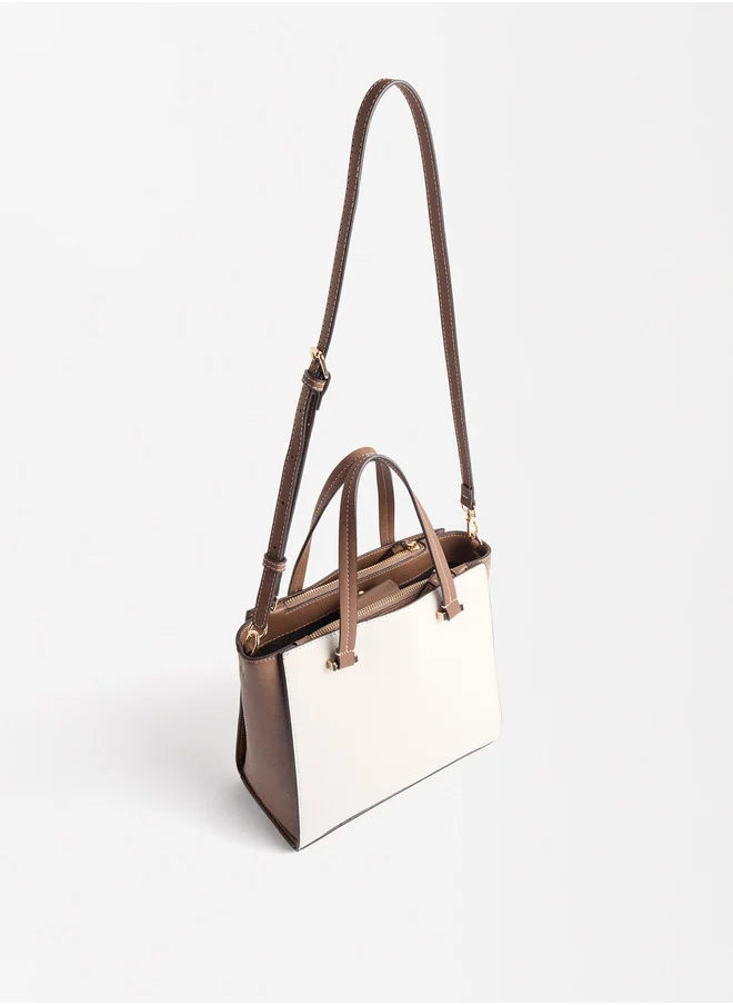 PARFOIS Color Block Tote Bag With Pendant