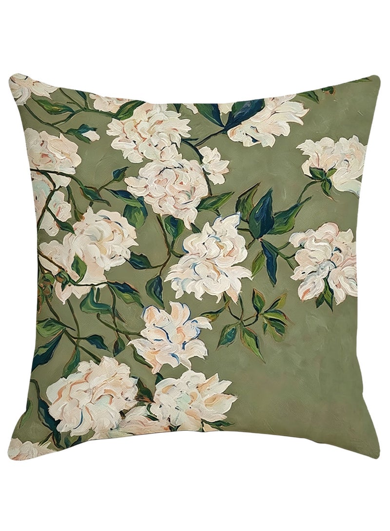 4PCS green plant square pillowcases,  45×45CM, decorative natural plant cushion covers, suitable for various pillows on sofas, beds, cars, offices, etc. (double-sided pattern) - Image 4
