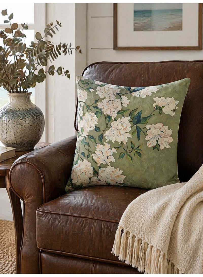 4PCS green plant square pillowcases,  45×45CM, decorative natural plant cushion covers, suitable for various pillows on sofas, beds, cars, offices, etc. (double-sided pattern) - Image 3