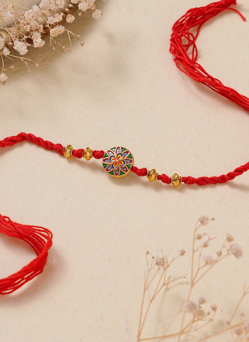 Madhoor Meenakari Rakhi for Brother Red Designer Raksha Bandhan Thread ,Premium Handmade ,1 Piece-47 CM - Image 1