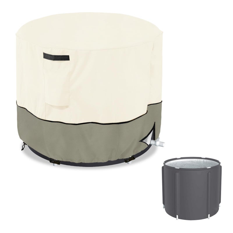 Sobana Outdoor Ice Bath Tub Cover for Freestanding BathtubsPortable BathtubLarge Inflatable TubPolar Cold Plunge TubCover OnlyBeige