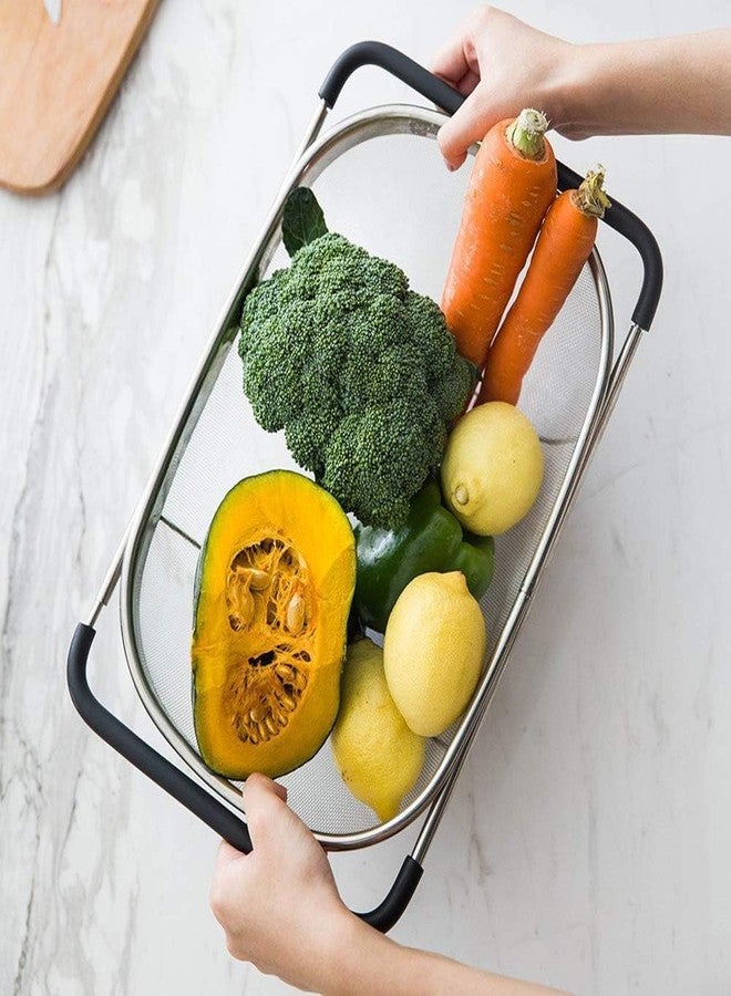 KERMIS Over-The-Sink Stainless Steel Oval Colander – 6 Quart Fine Mesh Strainer Basket with Expandable Rubber Grip Handles – Ideal for Draining Pasta, Rinsing Fruits & Vegetables - Image 5