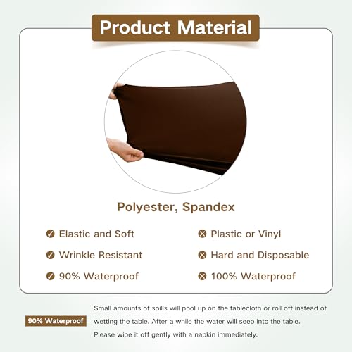 Nacuci Square Fitted Table Cover Elastic Tablecloth Stretch Spandex Table Top Cover Table Topper Cap for Dining Kitchen Home Party Brown 36X36 Inch - Image 5