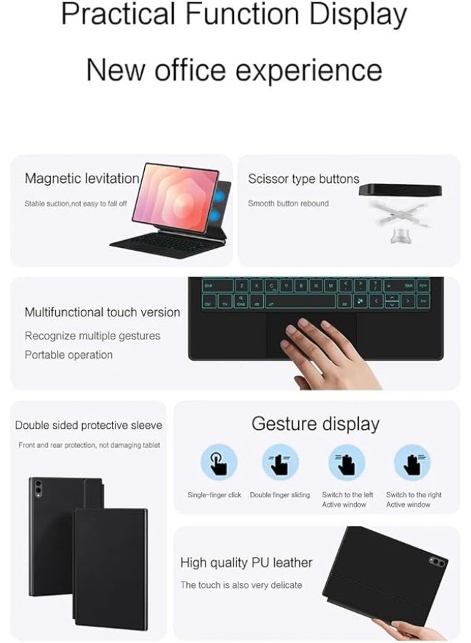 Keyboard Compatible with Samsung Galaxy Tab S11 Ultra 14.6 inch 2025 SM-X930 X936B Strong Magnetic Leviation Wireless Bluetooth Touchpad Backlit Magic Keyboard - Image 4