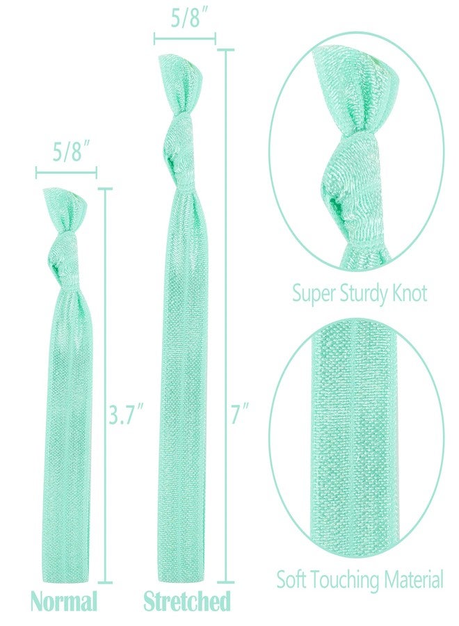 MEEDEE 100 Pack Mint Green No-Crease Soft Ribbon Hair Ties for Women - Knotted, No Damage, Ouchless for Ponytails, Yoga, and Bracelets - Image 3