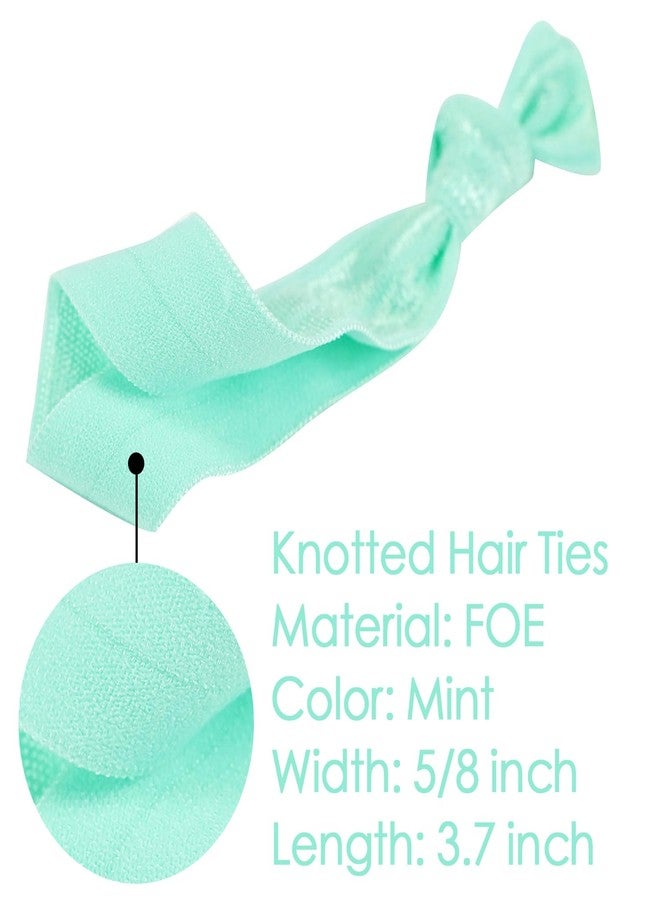 MEEDEE 100 Pack Mint Green No-Crease Soft Ribbon Hair Ties for Women - Knotted, No Damage, Ouchless for Ponytails, Yoga, and Bracelets - Image 2