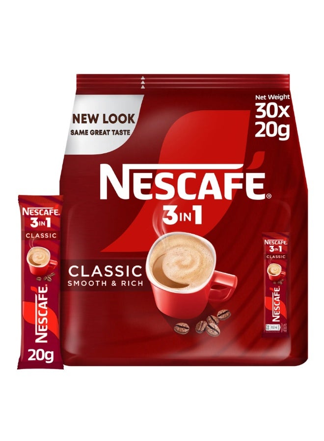 Nescafe 3 In 1 Classic Coffee 30 Sachets 20 grams 20grams Single