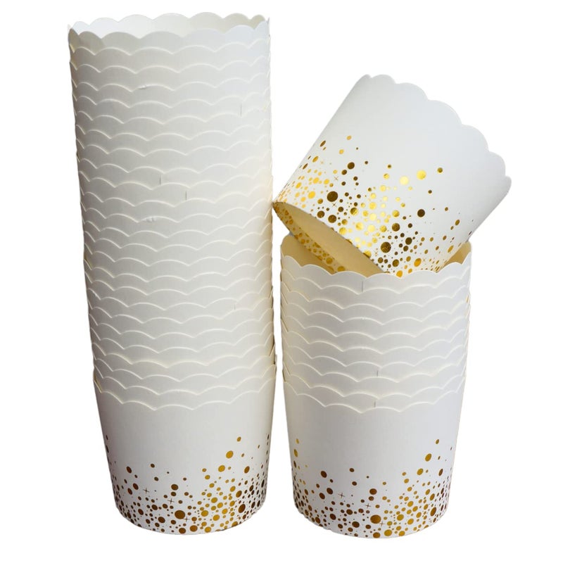 BAKE-IN-CUP 50-Pack Paper Baking Cups, Greaseproof Disposable Cupcake Muffin Liners (Large, Gold Confetti - Image 2